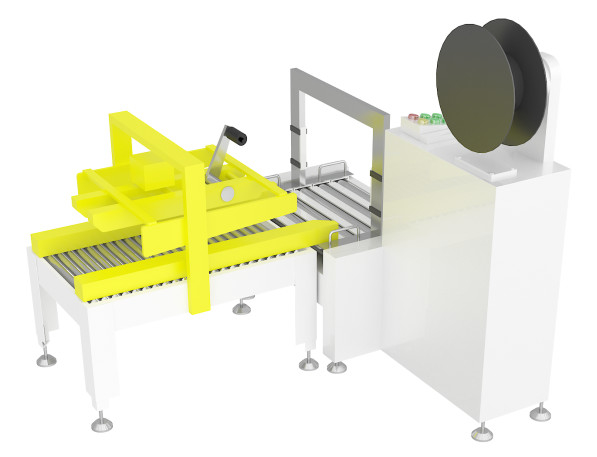 12-15Karton Min Karton Box Tape Sealing Machine Corrugated Box Strapping Machine MH-FJ-1A+MH-101B