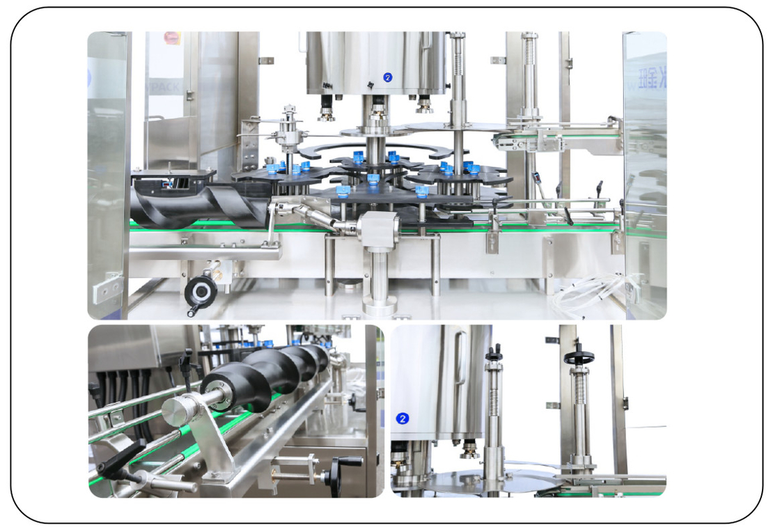PLC dikendalikan Rotary Otomatis Sekrup Capping Mesin 8 Kepala 50ML-1000ML Max 9000 BPH